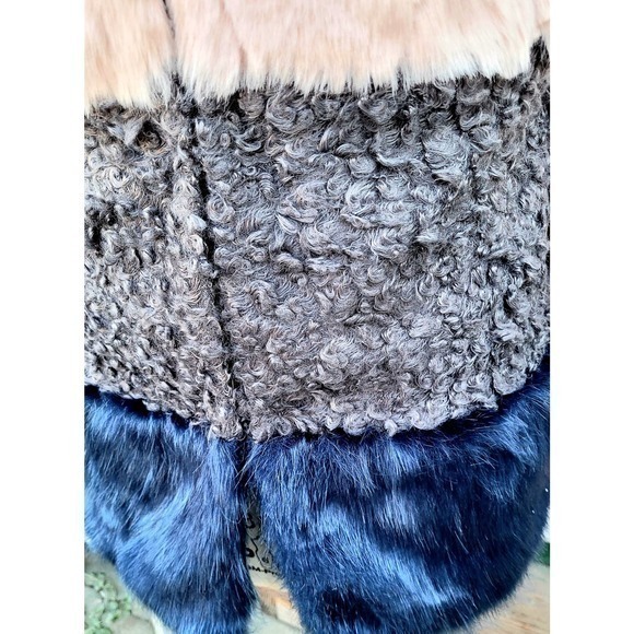 Endless Rose Pink Gray Faux Fur Color Block Crew Neck Jacket Barbie - Picture 4 of 8